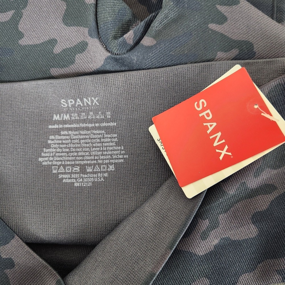 NWT SPANX Look At Me Now Seamless Leggings Gray Blue Camo Size M - Picture 7 of 10